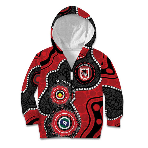 Dragons NAIDOC Week 2026 Personalised Kid Hoodie 50 Years of Deadly Aboriginal Art