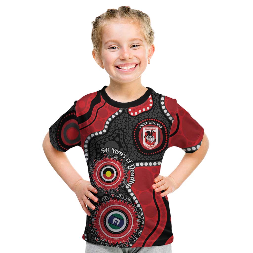 Dragons NAIDOC Week 2026 Personalised Kid T Shirt 50 Years of Deadly Aboriginal Art