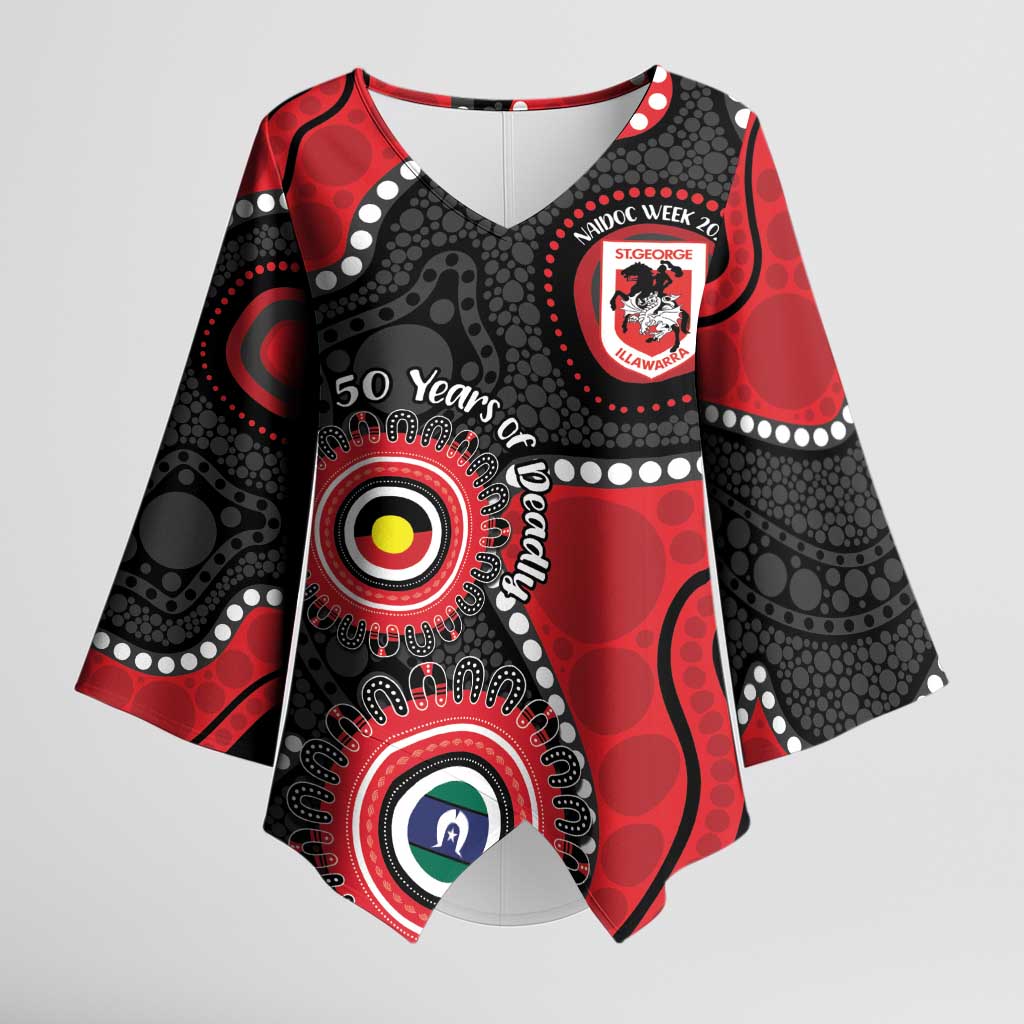 Dragons NAIDOC Week 2026 Personalised Kimono Sleeve Blouse 50 Years of Deadly Aboriginal Art