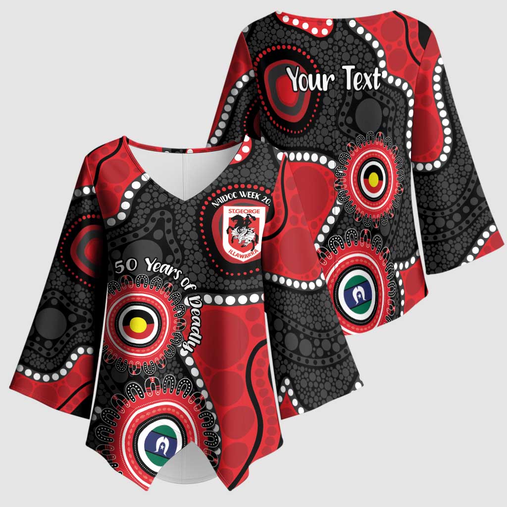 Dragons NAIDOC Week 2026 Personalised Kimono Sleeve Blouse 50 Years of Deadly Aboriginal Art