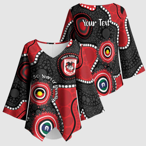 Dragons NAIDOC Week 2026 Personalised Kimono Sleeve Blouse 50 Years of Deadly Aboriginal Art