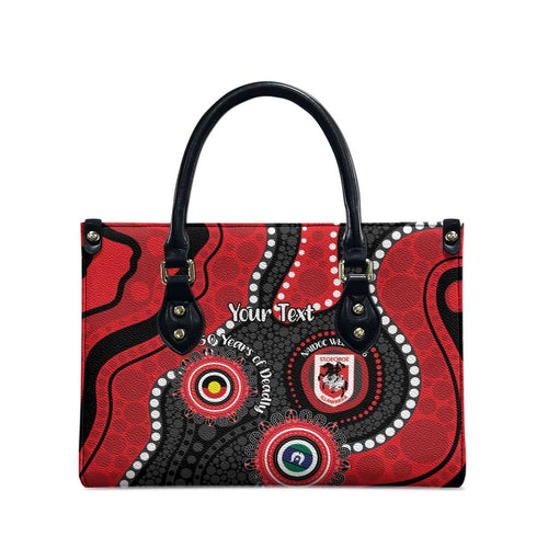 Dragons NAIDOC Week 2026 Personalised Leather Bag 50 Years of Deadly Aboriginal Art