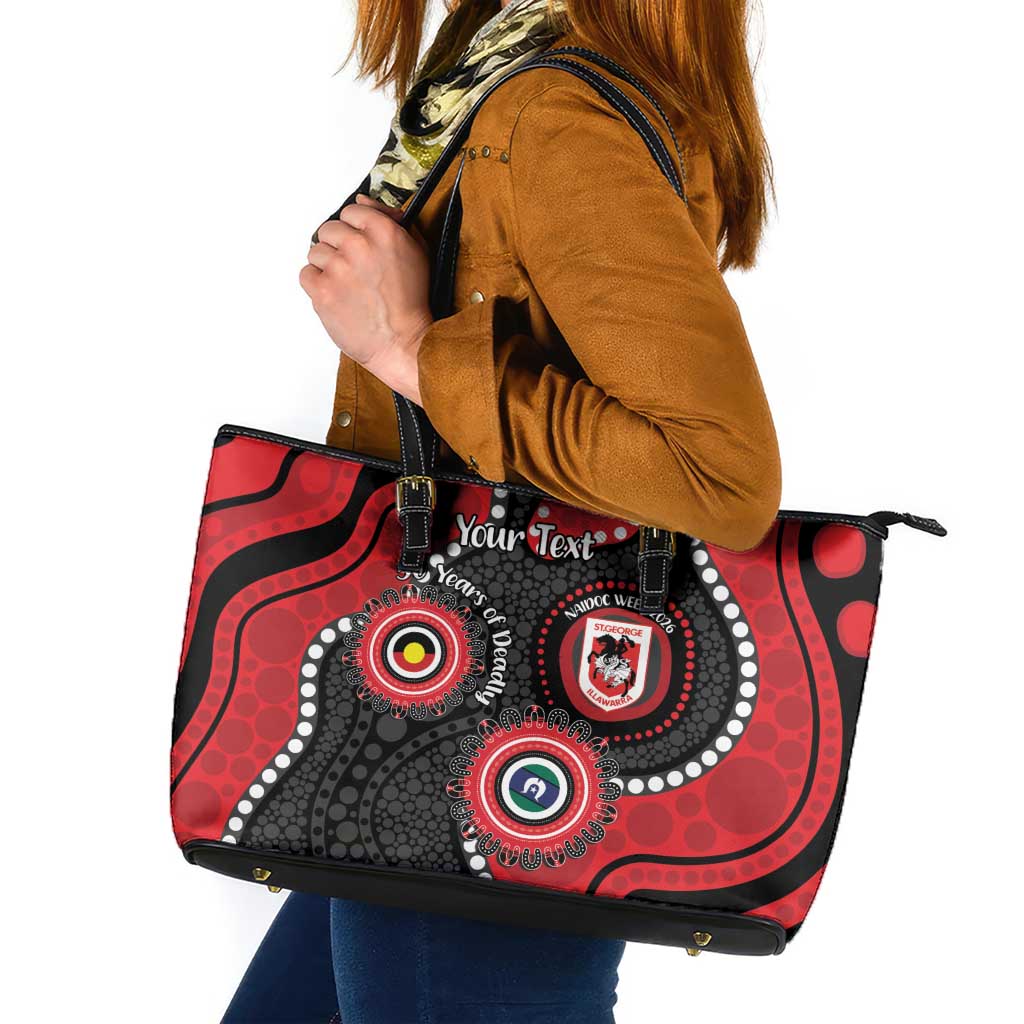 Dragons NAIDOC Week 2026 Personalised Leather Tote Bag 50 Years of Deadly Aboriginal Art