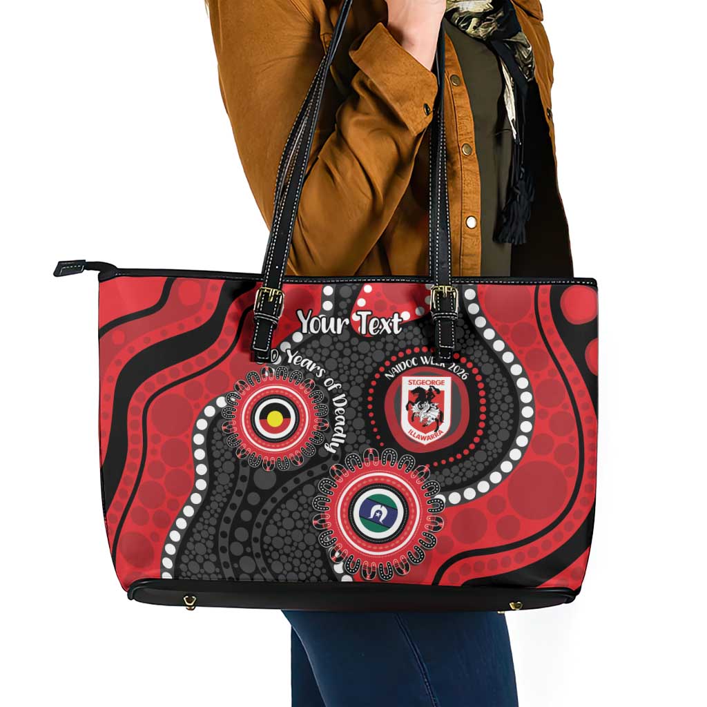 Dragons NAIDOC Week 2026 Personalised Leather Tote Bag 50 Years of Deadly Aboriginal Art