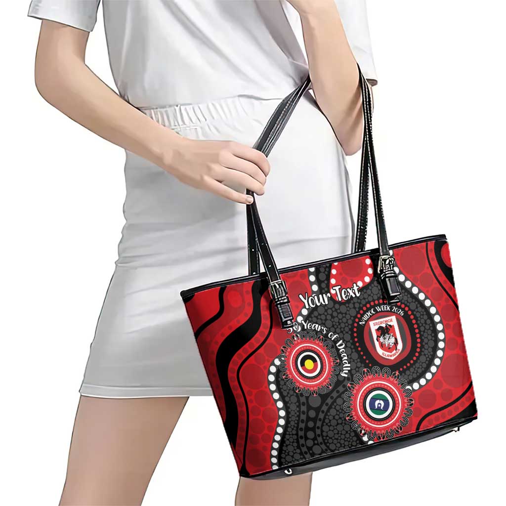 Dragons NAIDOC Week 2026 Personalised Leather Tote Bag 50 Years of Deadly Aboriginal Art