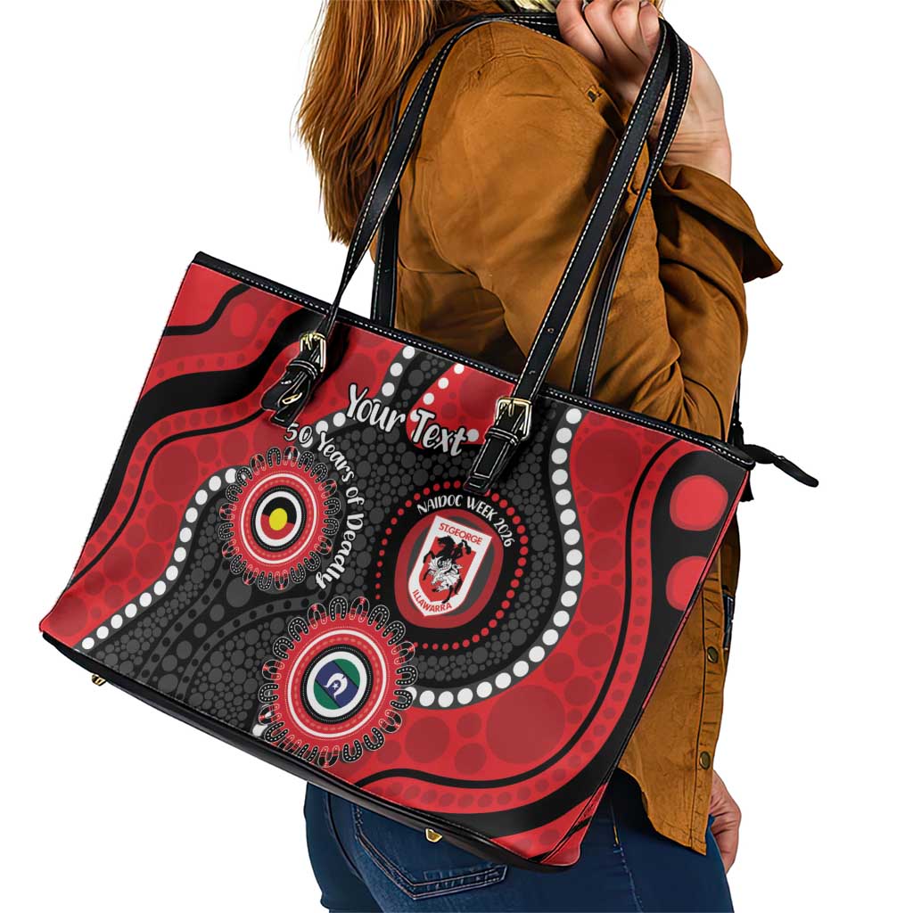 Dragons NAIDOC Week 2026 Personalised Leather Tote Bag 50 Years of Deadly Aboriginal Art