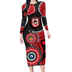 Dragons NAIDOC Week 2026 Personalised Long Sleeve Bodycon Dress 50 Years of Deadly Aboriginal Art