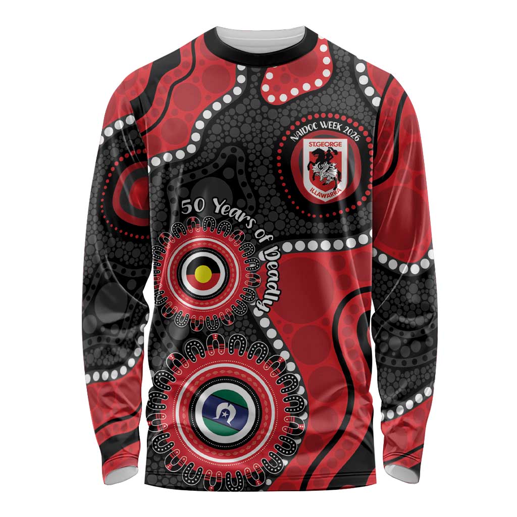 Dragons NAIDOC Week 2026 Personalised Long Sleeve Shirt 50 Years of Deadly Aboriginal Art