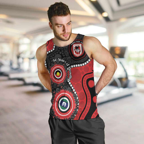 Dragons NAIDOC Week 2026 Personalised Men Tank Top 50 Years of Deadly Aboriginal Art