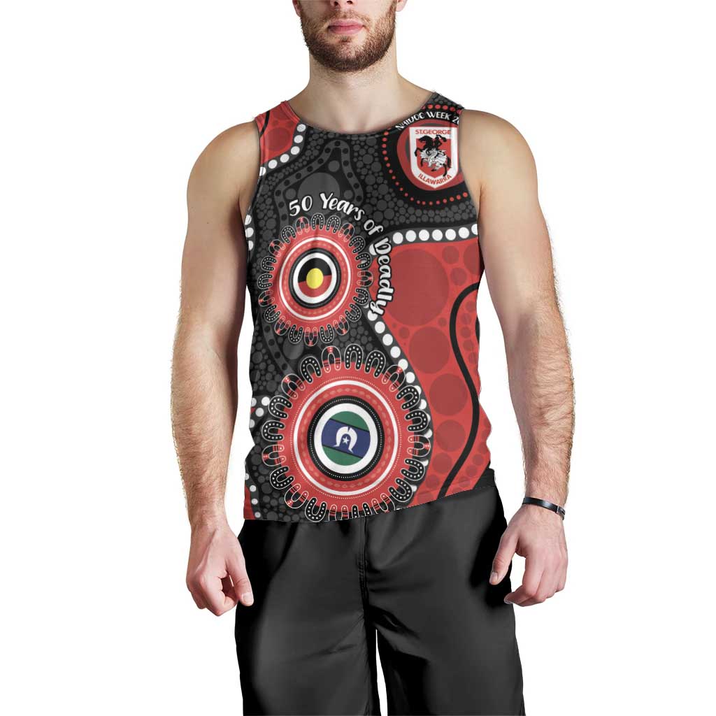 Dragons NAIDOC Week 2026 Personalised Men Tank Top 50 Years of Deadly Aboriginal Art