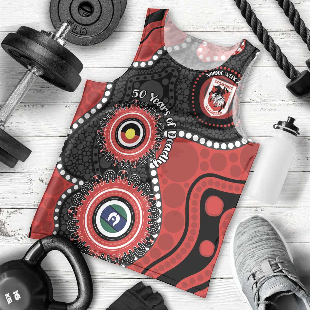 Dragons NAIDOC Week 2026 Personalised Men Tank Top 50 Years of Deadly Aboriginal Art