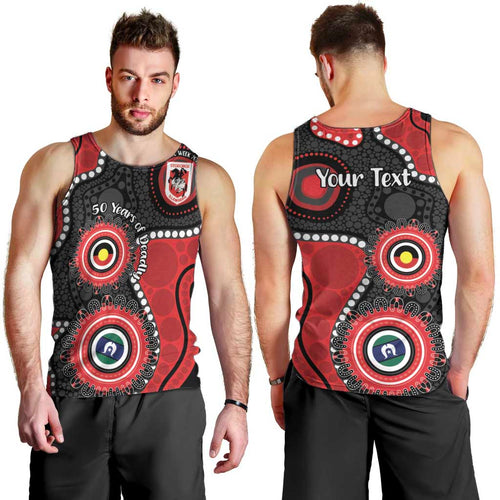 Dragons NAIDOC Week 2026 Personalised Men Tank Top 50 Years of Deadly Aboriginal Art