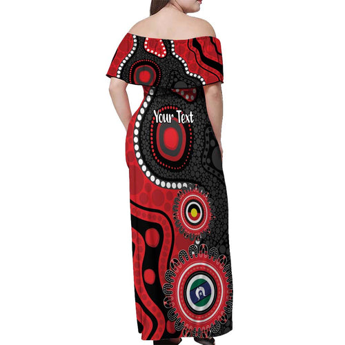 Dragons NAIDOC Week 2026 Personalised Off Shoulder Maxi Dress 50 Years of Deadly Aboriginal Art
