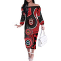 Dragons NAIDOC Week 2026 Personalised Off The Shoulder Long Sleeve Dress 50 Years of Deadly Aboriginal Art