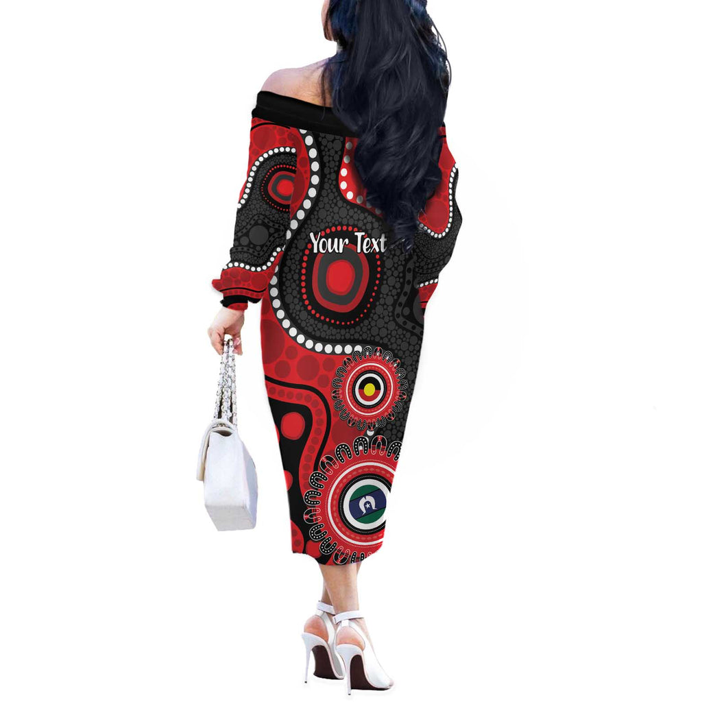 Dragons NAIDOC Week 2026 Personalised Off The Shoulder Long Sleeve Dress 50 Years of Deadly Aboriginal Art