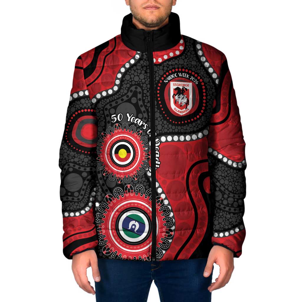 Dragons NAIDOC Week 2026 Personalised Padded Jacket 50 Years of Deadly Aboriginal Art