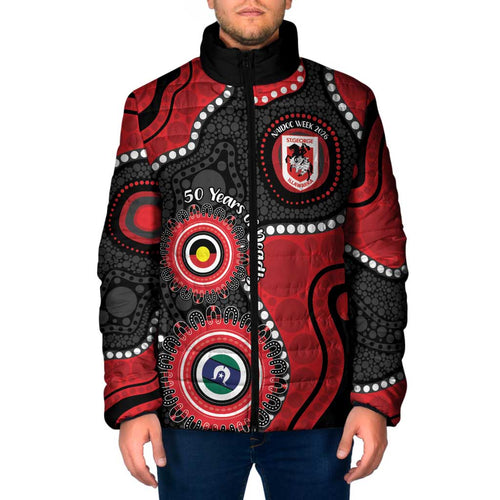 Dragons NAIDOC Week 2026 Personalised Padded Jacket 50 Years of Deadly Aboriginal Art