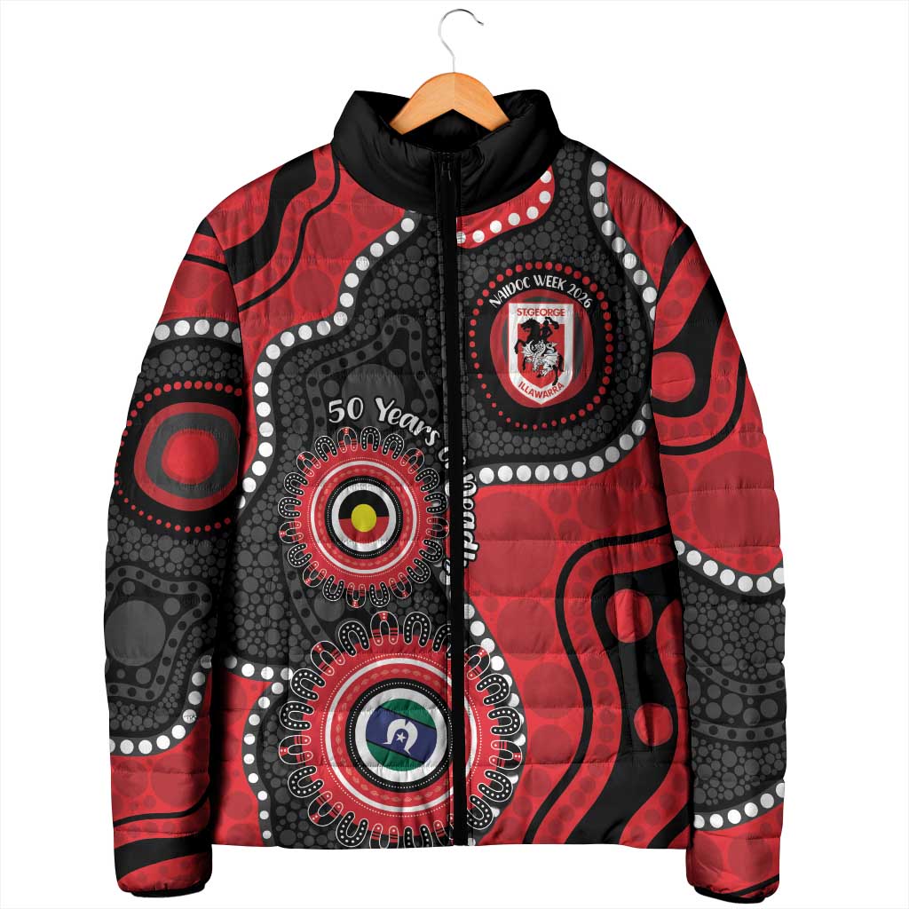 Dragons NAIDOC Week 2026 Personalised Padded Jacket 50 Years of Deadly Aboriginal Art