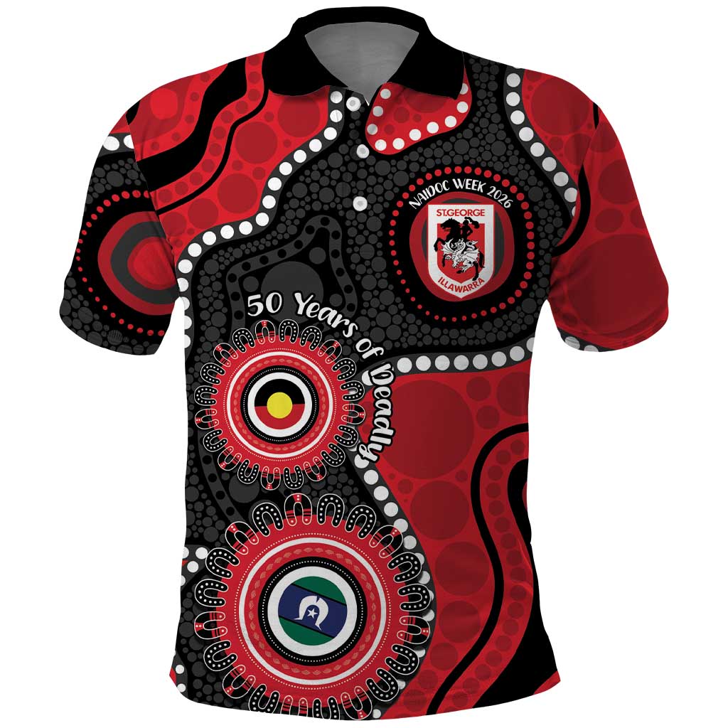 Dragons NAIDOC Week 2026 Personalised Polo Shirt 50 Years of Deadly Aboriginal Art