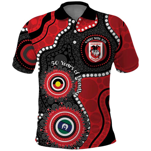 Dragons NAIDOC Week 2026 Personalised Polo Shirt 50 Years of Deadly Aboriginal Art