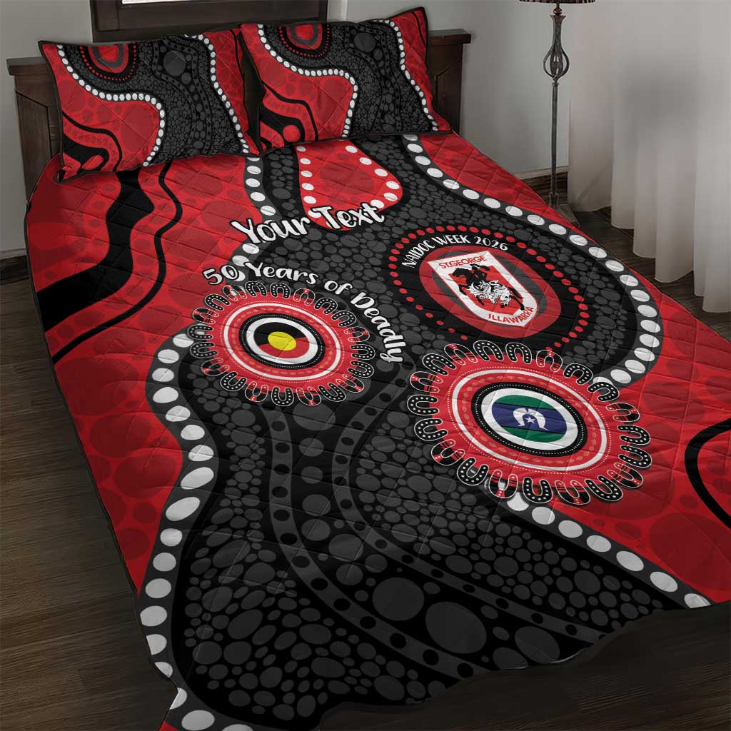 Dragons NAIDOC Week 2026 Personalised Quilt Bed Set 50 Years of Deadly Aboriginal Art