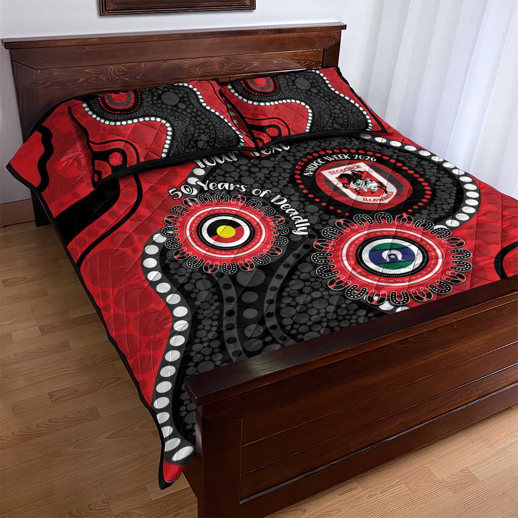Dragons NAIDOC Week 2026 Personalised Quilt Bed Set 50 Years of Deadly Aboriginal Art