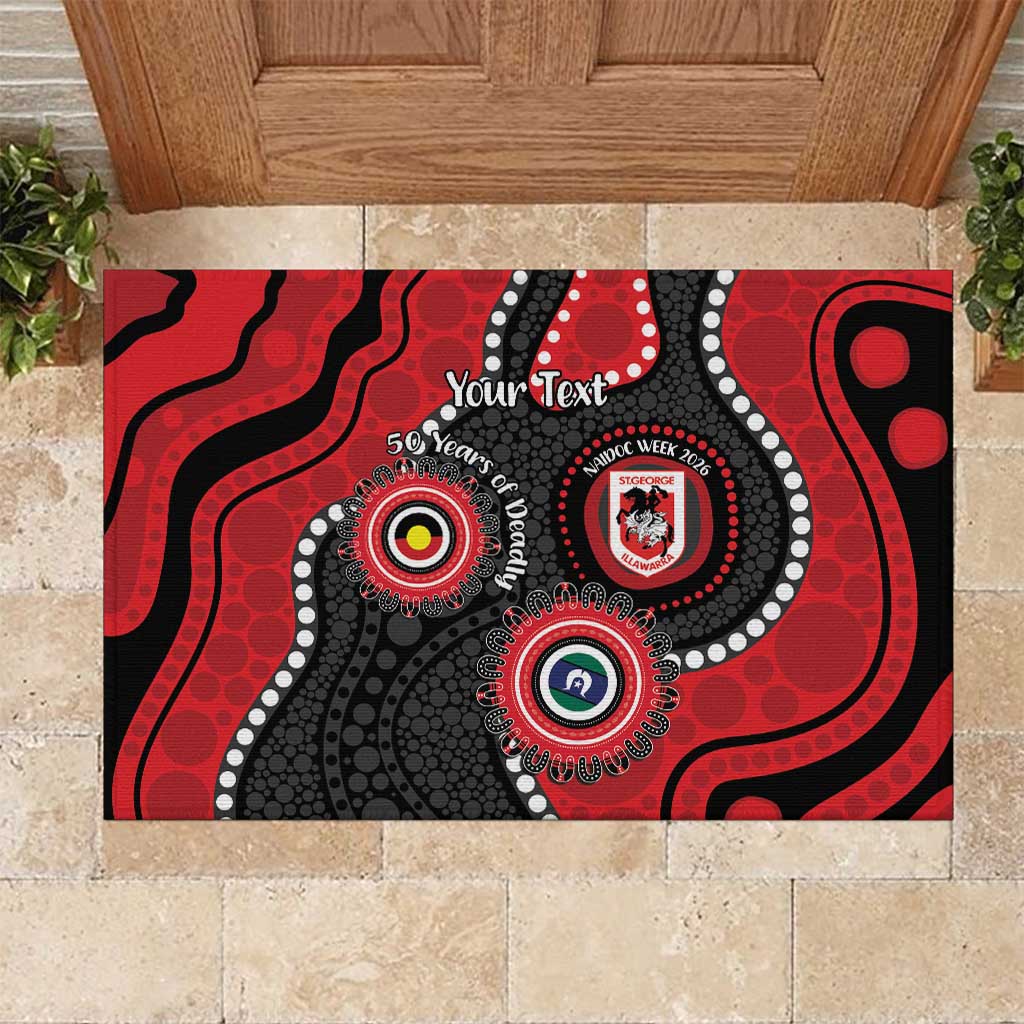 Dragons NAIDOC Week 2026 Personalised Rubber Doormat 50 Years of Deadly Aboriginal Art