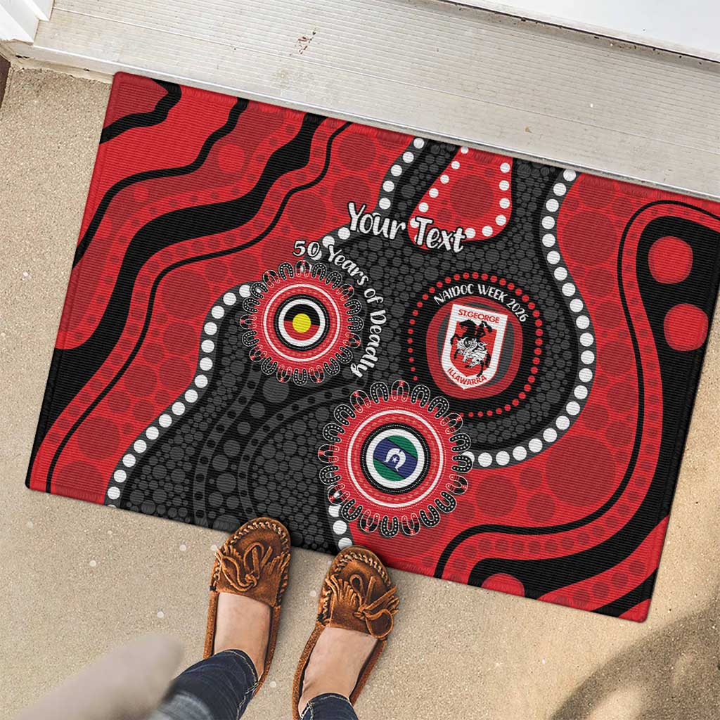 Dragons NAIDOC Week 2026 Personalised Rubber Doormat 50 Years of Deadly Aboriginal Art