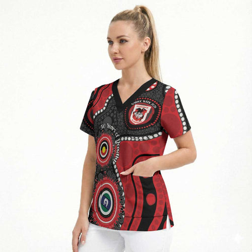 Dragons NAIDOC Week 2026 Personalised Scrub Top 50 Years of Deadly Aboriginal Art