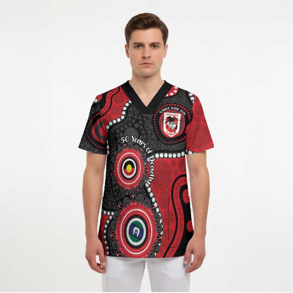 Dragons NAIDOC Week 2026 Personalised Scrub Top 50 Years of Deadly Aboriginal Art