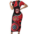 Dragons NAIDOC Week 2026 Personalised Short Sleeve Bodycon Dress 50 Years of Deadly Aboriginal Art