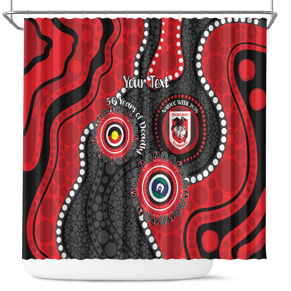 Dragons NAIDOC Week 2026 Personalised Shower Curtain 50 Years of Deadly Aboriginal Art