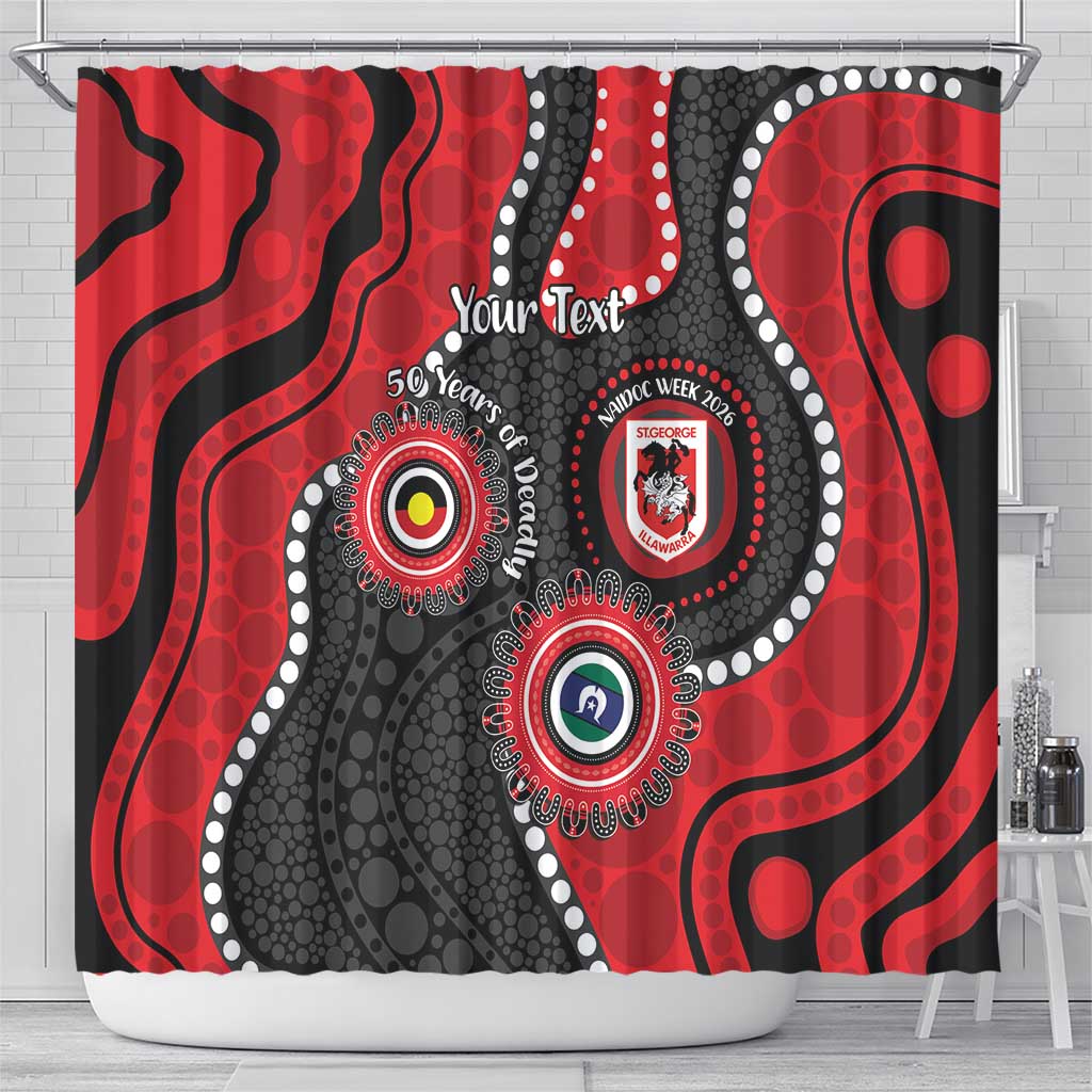 Dragons NAIDOC Week 2026 Personalised Shower Curtain 50 Years of Deadly Aboriginal Art
