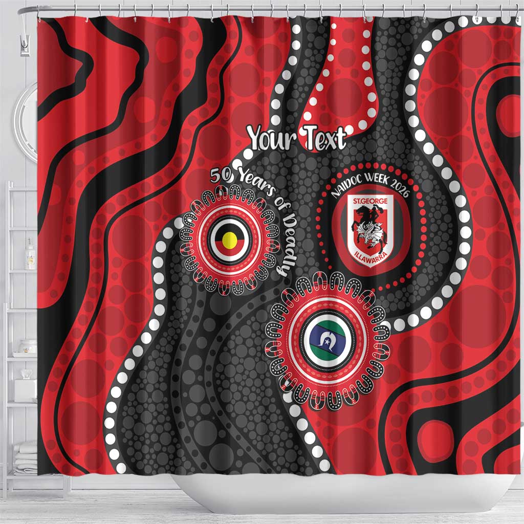 Dragons NAIDOC Week 2026 Personalised Shower Curtain 50 Years of Deadly Aboriginal Art
