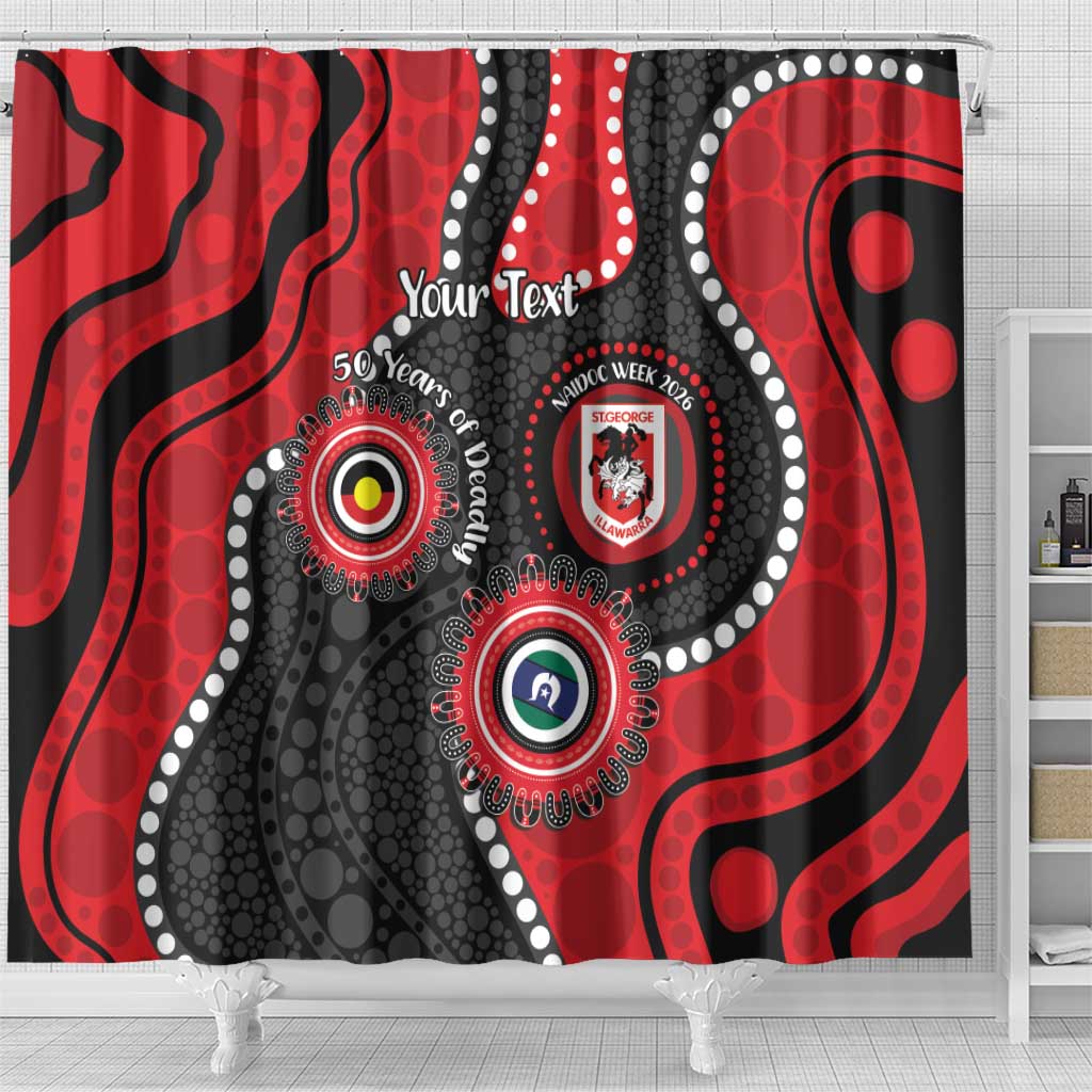 Dragons NAIDOC Week 2026 Personalised Shower Curtain 50 Years of Deadly Aboriginal Art