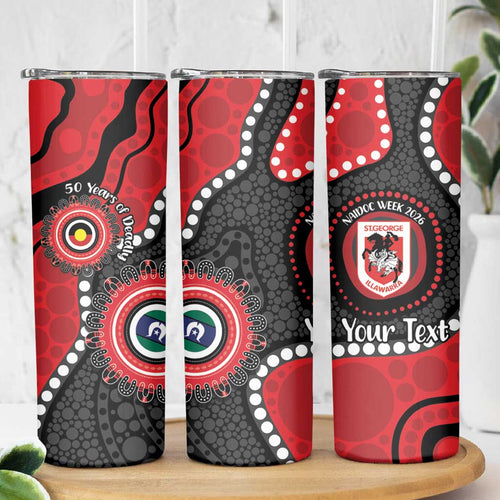 Dragons NAIDOC Week 2026 Personalised Skinny Tumbler 50 Years of Deadly Aboriginal Art