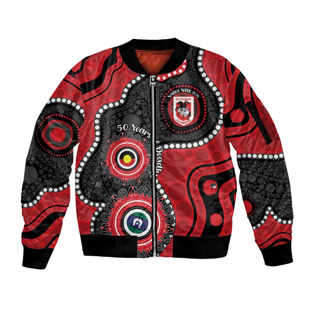 Dragons NAIDOC Week 2026 Personalised Sleeve Zip Bomber Jacket 50 Years of Deadly Aboriginal Art