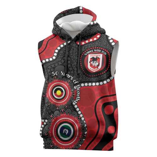 Dragons NAIDOC Week 2026 Personalised Sleeveless Hoodie 50 Years of Deadly Aboriginal Art