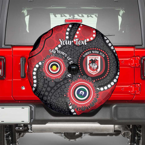 Dragons NAIDOC Week 2026 Personalised Spare Tire Cover 50 Years of Deadly Aboriginal Art