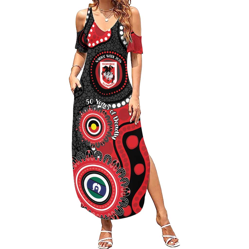 Dragons NAIDOC Week 2026 Personalised Summer Maxi Dress 50 Years of Deadly Aboriginal Art