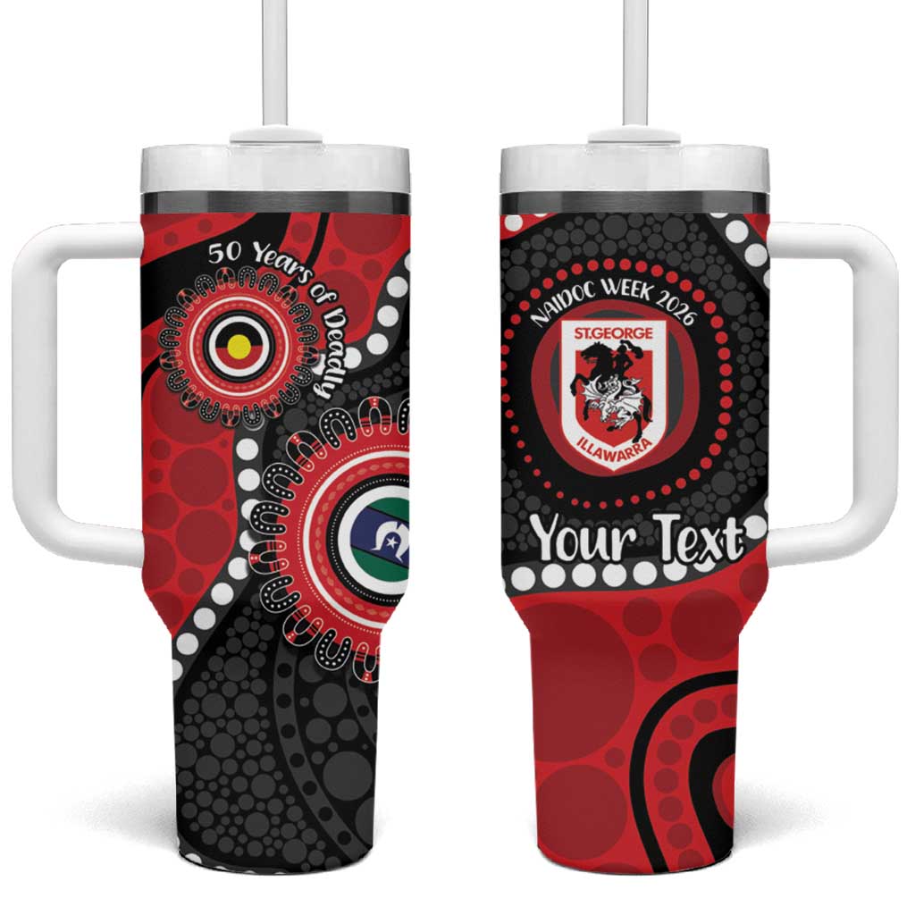 Dragons NAIDOC Week 2026 Personalised Tumbler With Handle 50 Years of Deadly Aboriginal Art