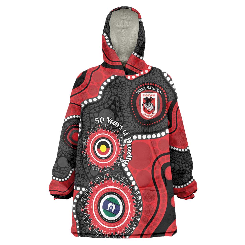 Dragons NAIDOC Week 2026 Personalised Wearable Blanket Hoodie 50 Years of Deadly Aboriginal Art
