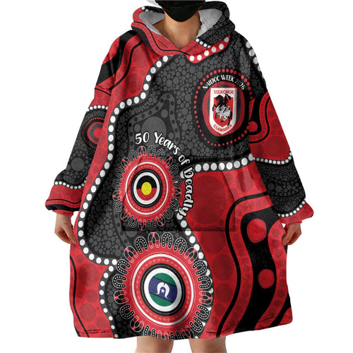 Dragons NAIDOC Week 2026 Personalised Wearable Blanket Hoodie 50 Years of Deadly Aboriginal Art