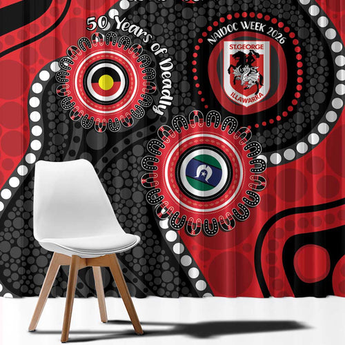 Dragons NAIDOC Week 2026 Personalised Window Curtain 50 Years of Deadly Aboriginal Art