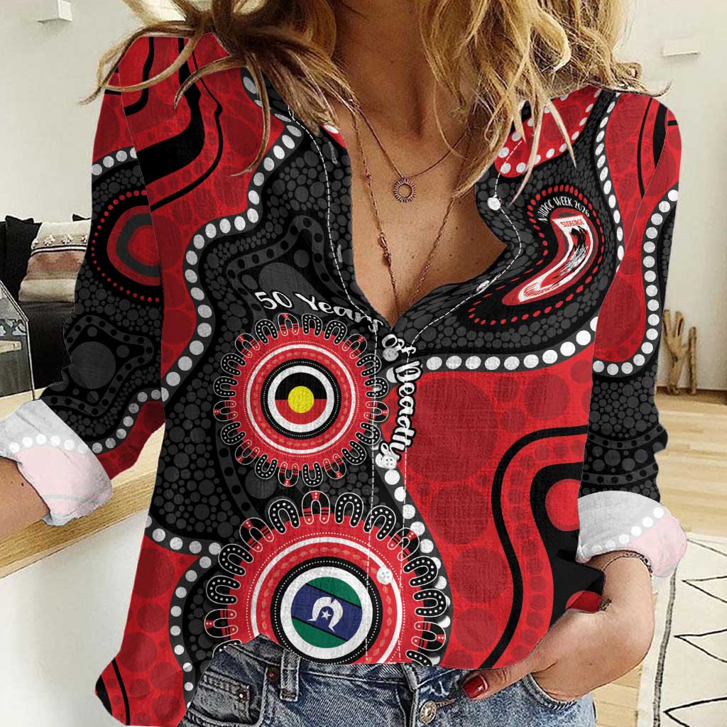 Dragons NAIDOC Week 2026 Personalised Women Casual Shirt 50 Years of Deadly Aboriginal Art