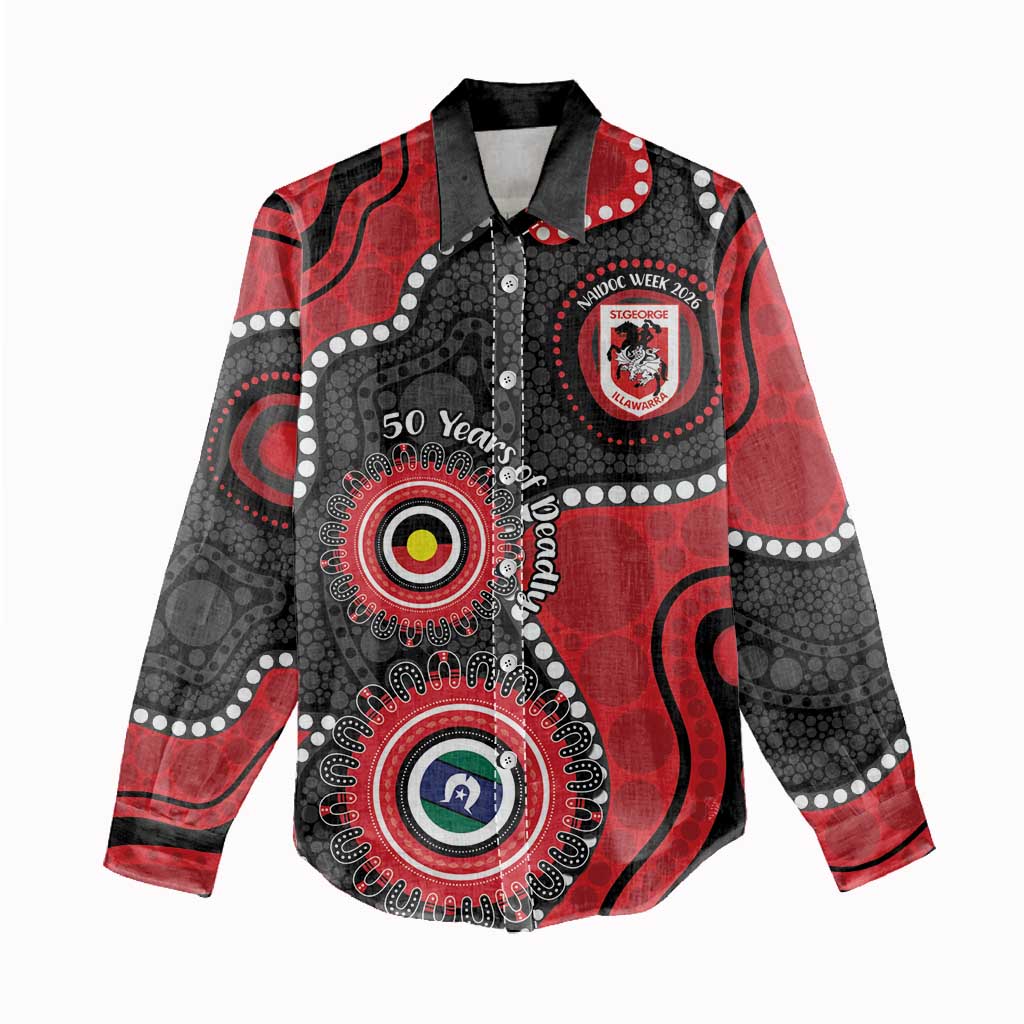Dragons NAIDOC Week 2026 Personalised Women Casual Shirt 50 Years of Deadly Aboriginal Art