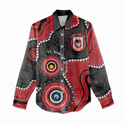 Dragons NAIDOC Week 2026 Personalised Women Casual Shirt 50 Years of Deadly Aboriginal Art