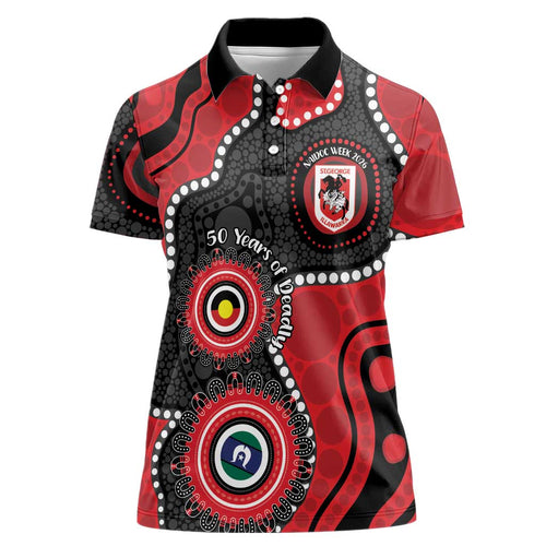 Dragons NAIDOC Week 2026 Personalised Women Polo Shirt 50 Years of Deadly Aboriginal Art