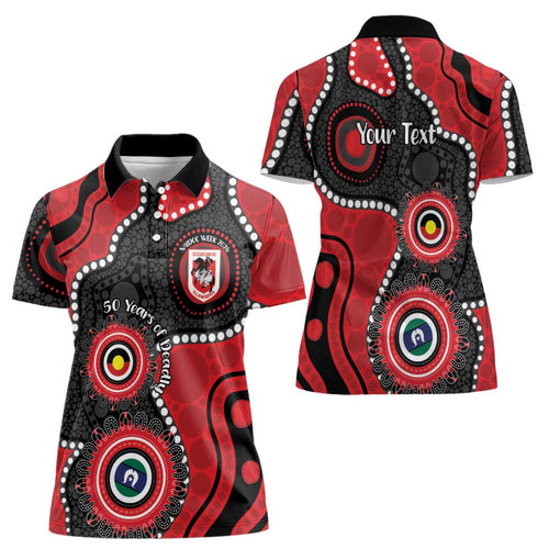 Dragons NAIDOC Week 2026 Personalised Women Polo Shirt 50 Years of Deadly Aboriginal Art