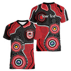 Dragons NAIDOC Week 2026 Personalised Women V-Neck T-Shirt 50 Years of Deadly Aboriginal Art